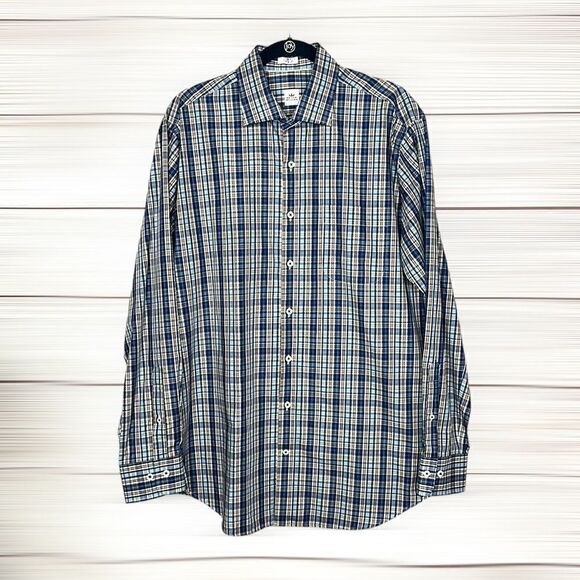 PETER MILLAR Cotton Tartan Plaid Casual Button Down Shirt Long Sleeves size L - Picture 3 of 13
